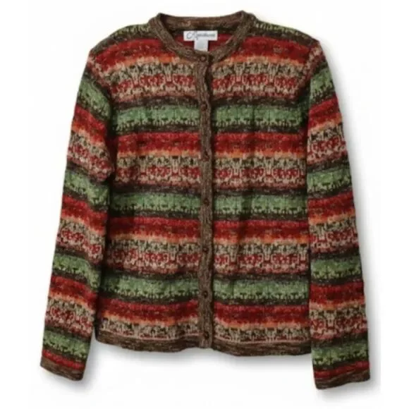 Womens y2k vintage sweater medium grandma granola rust earthtone brown green - Picture 9 of 9